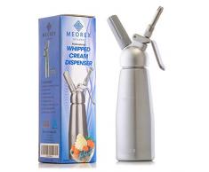 Cream Whipper Dispenser - Professional Aluminum Whipped Cream, Mousse and Ice Cream Siphon, Hot Chocolate, Coffee, Desserts, Sauces, and Infused Liquors - 8-Gram N2O Cartridges (Not Included)