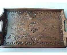 Nouveau moyen beau bois dérable plateau marron à la main, assiette, assiette décorative, décoration intérieure, plat de service, plateau unique, cadeau pour femme, filles