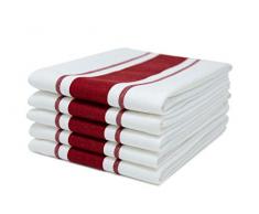 Sticky Toffee torchon en Coton rayé | Lot de 5 | 100% Coton | Rouge | 50 x 70 cm | Chiffons de Cuisine en Verre Absorbant du Bar du Restaurant