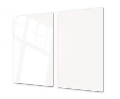 Planche à découper en verre trempé - Couvre-cuisinière et protège-plain de travail en verre résistant - UNE PIÈCE (60x52 cm) ou DEUX PIÈCES (30x52 cm chacune); D17 Noir et blanc: White