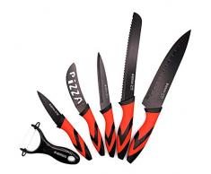 HERZOG HR-COL5: 6 PIÈCES ENSEMBLE DE COUTEAUX EN ACIER INOXYDABLE REVÊTU DE CÉRAMIQUE ROUGE