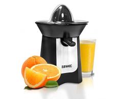 Duronic JE6 /BK Presse-agrume électrique compact en inox de 100W - Bec verseur - 2 Cônes interchangeables - Idéal pour jus dagrumes tels que les oranges et citrons
