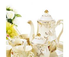Panbado Service à Café Thé Porcelaine Ivoire Set 12pcs Style Anglais Vintage Fleuri Royal-1 Théière, 4 Tasse, 1 Sucrier, 1 Pot à Lait, 1 Plateau, 4 Cuillère pour 4 Personnes-CS1-01