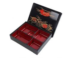 Dakimasu Bento Box - Lunch Box Pratique et Robuste, 5 Compartiments - Idéal Boite Repas pour Le Servir, Transport et Le Stockage des Aliments - Décorations élégantes sur Le Couvercle - Style Japonais