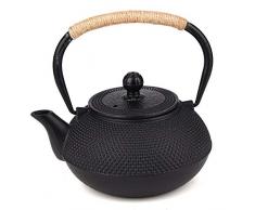 Meilleure théière japonaise en fonte avec infuseur à thé en acier inoxydable 1000 ml, Fonte, Noir , 1L