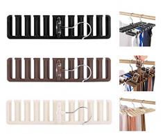 Biluer 3 Pièces Cintre Porte-Cravate Rangement Ceinture Dressing Porte Ceinture pour Cravates Foulards Châles Ceintures Et Autres Accessoires (Noir,Marron,Blanc)