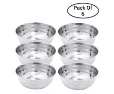 ASP Online Traders Lot de 6 Bols à mélanger en Acier Inoxydable pour ustensiles de Cuisine à Usage Quotidien Bol de Service léger pour Enfants, Bol à Salade, crème glacée, Bol à Fruits secs (300 ML)
