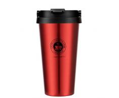 Kakusiga Tasse à café Tasse à café en Acier Inoxydable de qualité Alimentaire avec Couvercle - Tasse de café isolée à Double paroi 500ML Choix santé sans BPA (Rouge)