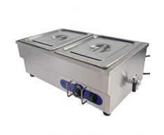 TAIMIKO Bain Marie électrique en Acier Inoxydable 1500W avec 2 bacs Robinet de vidange 10kg 220-240V (2 bacs)
