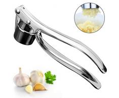 OMZGXGOD Presse-ail en Acier Hachoir, Nettoyage Facile pour la Cuisine,Inoxydable Garlic Crusher,Equipement de Cuisine Ustensile Gadget,Professionnel Garlic Press Pratique, Argent