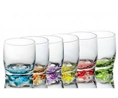 Sables & Reflets 6 Verres à jus - Verres à Eau - Verres à Soda - Fond de Couleur- 250 ML