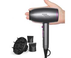 Sèche-cheveux ionique ionique coiffant avec moteur DC 1600 W 220 V/60 Hz Sechoir Cheveux Professionnel Ionique avec Moteur AC Puissant Technologie des Céramique 3 Vitesses Contient 1Diffuseur 2Buses