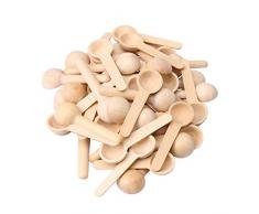 RDEXP 7.5cm Mini Naturelles Cuillere en Bois pour Condiment de Cuisine, Café Pack of 50