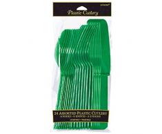 Amscan 4546-03 Lot de 24 couverts en plastique Vert