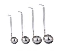 BESTonZON Lot de 4 louches en Acier Inoxydable – Manche Long Professionnel avec Crochet et Trou pour accrocher Facilement