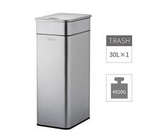 Velaze Poubelle Cuisine 30L en Acier INOX, Soft-Close Poubelle Tri Selectif avec Bouton Automatique, Bacs des Ordures, Recyclage à Domicile/Bureau