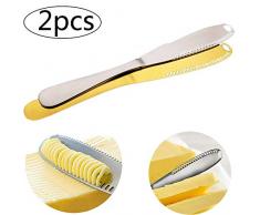 WENTS Couteau à Fromage 2PCS Couteau à Beurre Multifonction en Acier Inoxydable avec Tranchant Dentelé, Râpe à Fromage de Cuisine pour Une Répartition Uniforme de la Sauce
