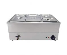 TAIMIKO Chauffe-aliments électrique en acier inoxydable pour bain Marie Buffet Table vapeur pour traiteur et restaurants 1500 W (TC-3B-4)
