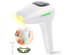 Épilateur Lumière Pulsée, Épilation Permanente IPL Système, 500,000 Flashs, Épilation Professionnelle Indolore, le Visage, les aisselles à Domicile ou en Voyage.