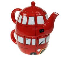 Puckator LON42 Lot Tasse et théière céramique Bus Anglais, Rouge/Blanc