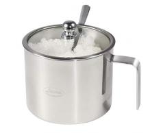 Newness Sucrier, Bol à Sucre Acier Inoxydable, Couvercle Transparent (pour Une Meilleure Reconnaissance) et cuillère à Sucre pour la Maison et la Cuisine, Forme de Cylindre, 520 ML (18,3 OZ)