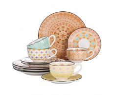 vancasso, Série Tulip, Service à Café en Porcelaine pour 4 Personnes, Tasse 300ml avec Soucoupe, Assiette à Dessert, Style Exotique