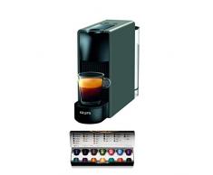 Krups Cafetière à capsules Nespresso Essenza Mini (1260 watt, technologie de chauffe Thermoblock, 0,7 litre, 19 bar) sans mousseur à lait gris