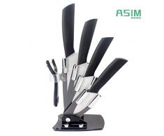 ASIM KITCHEN Couteau en céramique Six pièces Surface sableuse Ensemble de Couteau de Cuisine Cadeau Exquis