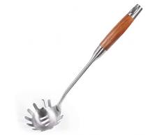 Newness Cuillère de Pâtes, 36 cm Cuillère à Spaghetti 304 en acier inoxydable, Cuillère à Pâtes avec Poignée en Bois pour Cuisine