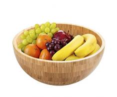 ALBEFY Bol en Bambou, Saladier, Bol à Fruits, en Bambou Naturel, 14cmx6cm, Bol de Cuisine de Grande Capacité