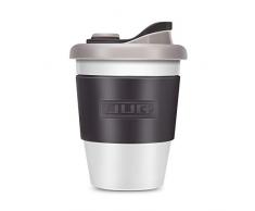 UUQ Tasse à Café Réutilisable, 340ML/12oz gobelet Plastique Cafe avec Manche Antidérapante Écologique, Mug avec Couvercle en PLA Biodégradable, Gris