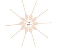Creative Home Set de Cuillères en Bois pour Faire la Cuisine | 10 Pièces | Hêtre Naturel | Longueur de 30 cm| Outil de Cuisine Pratique et Résistant | Idéal pour la Préparation et la Friture
