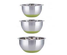 Bols mélangeurs en Acier Inoxydable Ensemble de 3 Saladier Inox avec Mesures Graduées et Base en Silicone antidérapante, Bol Inox Empilable, Saladiers de 1.5L, 2.5L, 4.5L