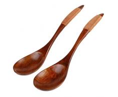 BESTonZON 2pcs cuillères à Soupe en Bois cuillères à Manger cuillères à Riz cuillères japonaises pour Restaurant à la Maison (Brun)