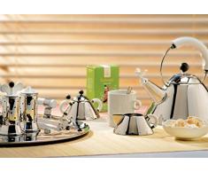 Alessi | 9093 W, Bouilloire de Design avec Poignée et Sifflet en Forme dOiseau, Acier Inoxydable, Blanc