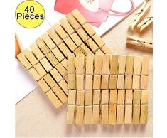 LUCOG Clip de Couette, 40 vêtements en Bois piquets Suspendus Ligne de Lavage séchoir séchoir Bois extérieur intérieur Liquidation de décoration (Bambou)