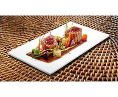 THE CHEF COLLECTION – Assiette Rectangulaire, Collection Wonder, assiette de présentation, assiette en porcelaine blanc, 32,5x17,5x1,5 cm.