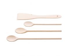 kela 17253 Set cuillères Maribor 4 pièces dhêtre, Bois, Beige, 35 x 5,5 x 2 cm