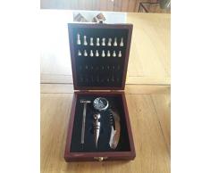 Biowine and Co Coffret cépage Sonama Brun Couvercle échiquier Bouchon Couteau Sommelier égouttoir thermomètre vin Cadeau Homme fête des pères Anniversaire Mariage