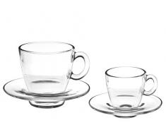 Pasabahce Aqua Service de Tasses à Café avec assiettes, Verre, Transparent, 6 pièces