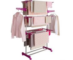 IDMarket - Séchoir à Linge INOX Maxima Prune étendoir Pliable H.145 cm