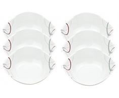 Palazzo ensemble de 6 bol 14,2 cm-petit bol/saladier en porcelaine blanche avec décor cercles gris et bordeaux