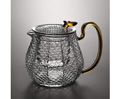 WSLDDD Théière De Brassage en Verre Borosilicaté Résistant Aux Hautes Températures, Bouilloire Latérale Martelée Résistante À La Chaleur, Service À Thé Domestique À Feu Ouvert 650Ml