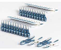 culiclean Pince à Linge ´Fleur´ (48 pièces, Bleu-Blanc/Blanc-Bleu) de