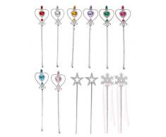 Blue Panda Baguettes Magiques féeriques Panda Blue (Paquet de 12) - 8 sceptres, 4 Baguettes, Couleurs et Motifs variés, idéales pour Faire Semblant de Jouer, Faire la fête