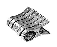 Vicloon 6pcs Grand Pinces à Linge en Acier Inoxydable, Anti-Dérapantes Brise-Vent Durable pour Serviette de Plage, Vêtements, Couette,Serviette de Bain