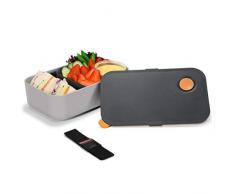 Cadrim Boîtes Bento, Lunch Box 1000ML avec 2 Compartiments, Boîte Repas Hermétique,Écologique sans BPA, Passe au Micro-Ondes et au Lave-Vaisselle avec Certifications CE, FDA,RoHS (Orange)