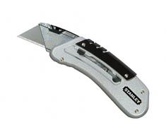 Stanley 0-10-810 Couteau de Poche Compacte et Ergonomique - Corps Alliage Zinc - Utilisation Une Seule main - Agrafe de Port À La Ceinture - Fourni avec 1 Lame Trapèze