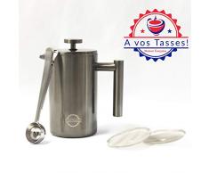 A Vos Tasses! ☕ Cafetières A Piston 6 Tasses pour Café Moulu, Thé, Infusion. Réaliser de Délicieux Café et Expresso avec Votre Théière, Machine Café Française Noir[30 Jours Satisfait Ou Remboursé]