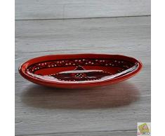 Plat ovale Tatoué rouge - L 20 cm